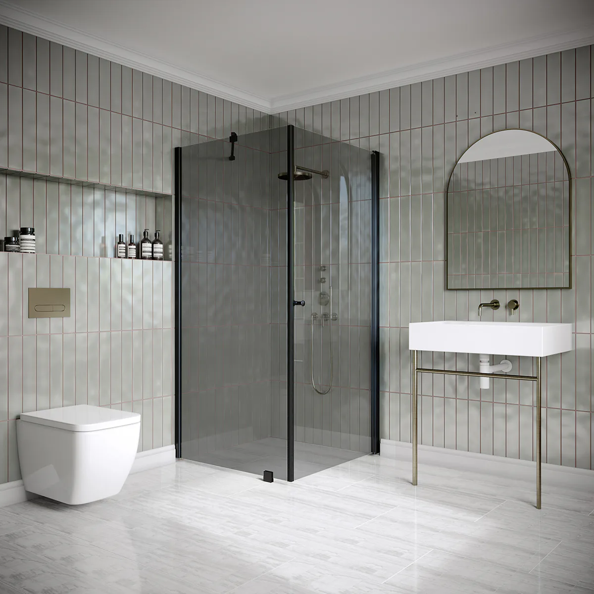 Hietakari Classic 146 802x905x1900 mm, Rökglas, Svarta profiler
