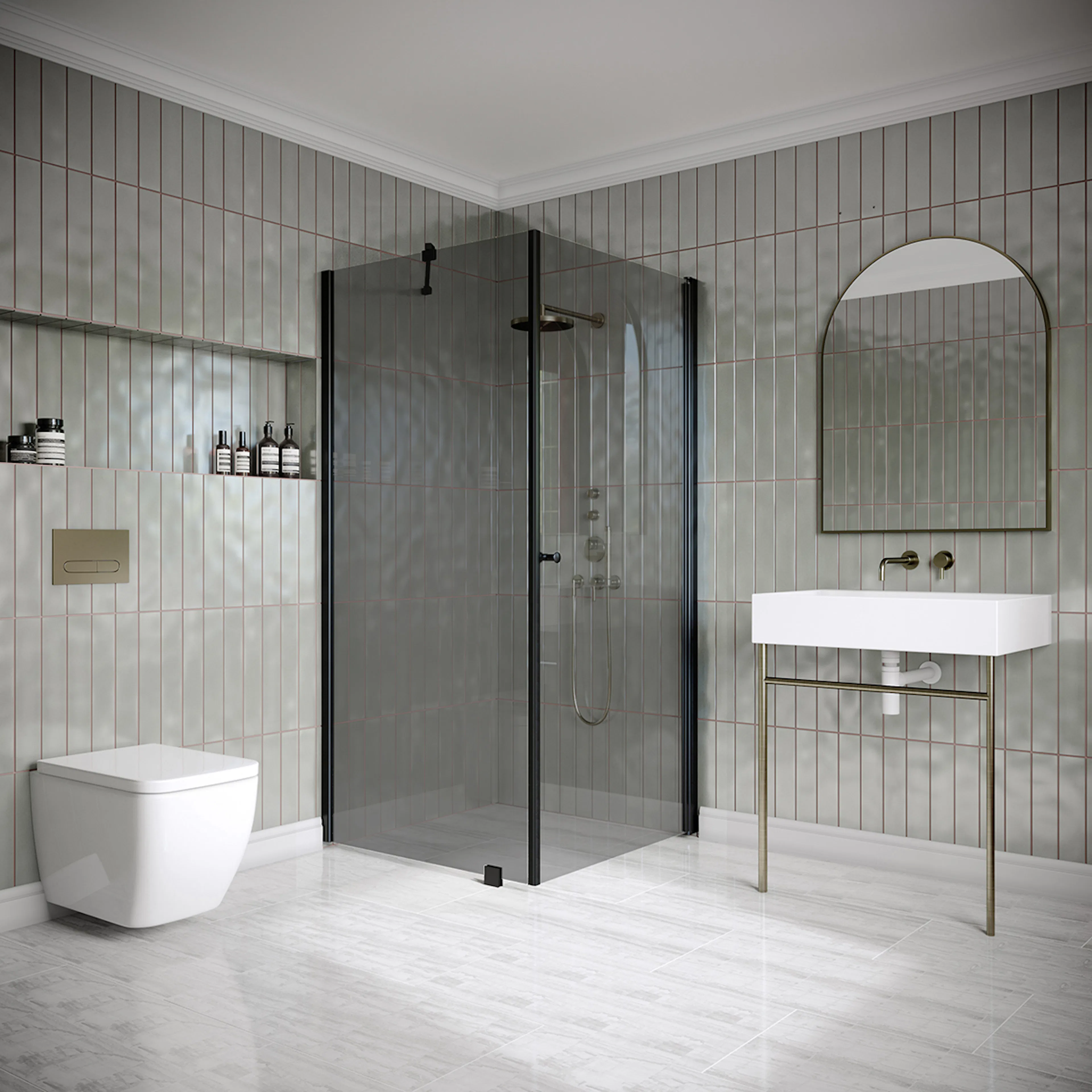 Hietakari Classic 146 802x905x1900 mm, Rökglas, Svarta profiler