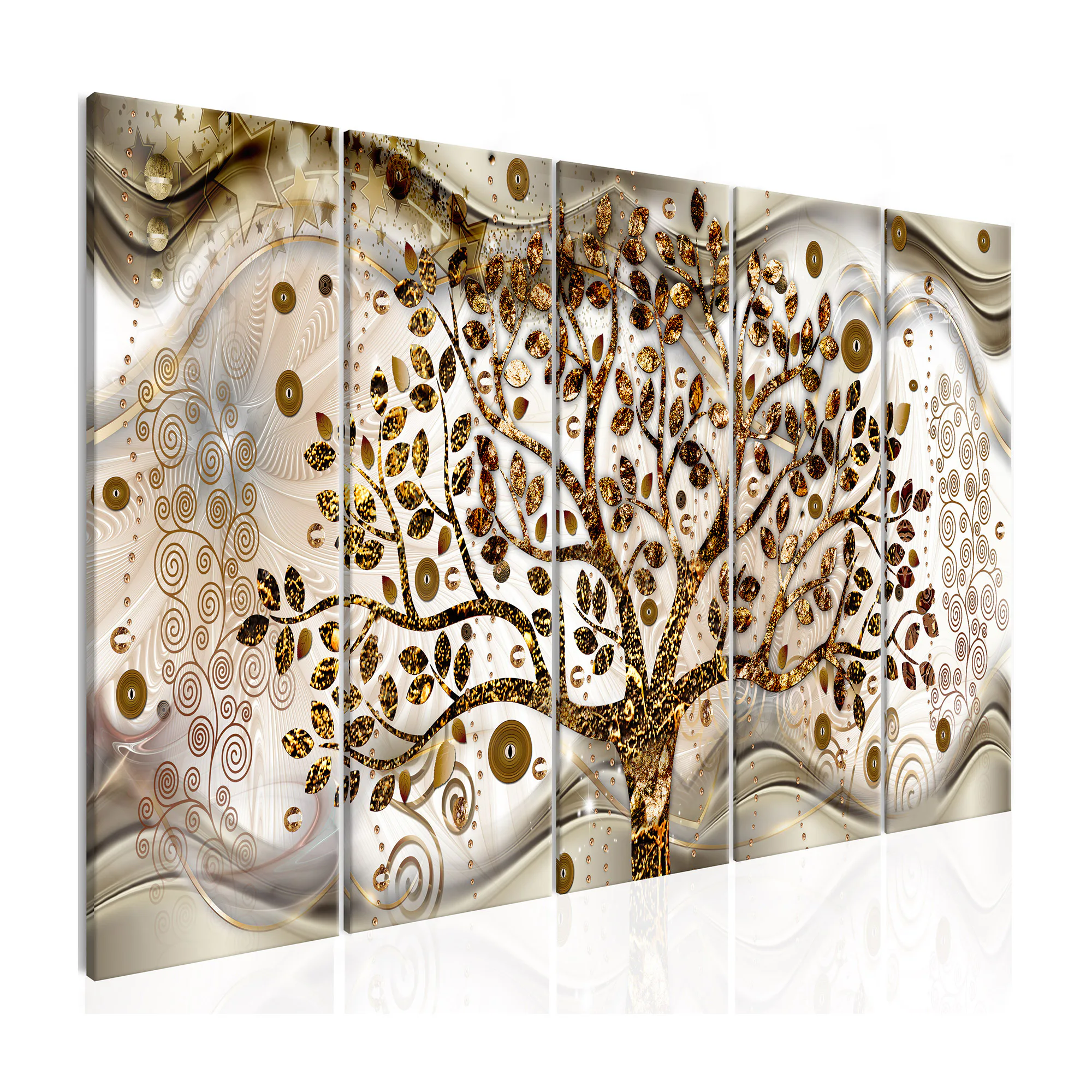 Tavla Arkiio Tree And Waves Brown 5 delar