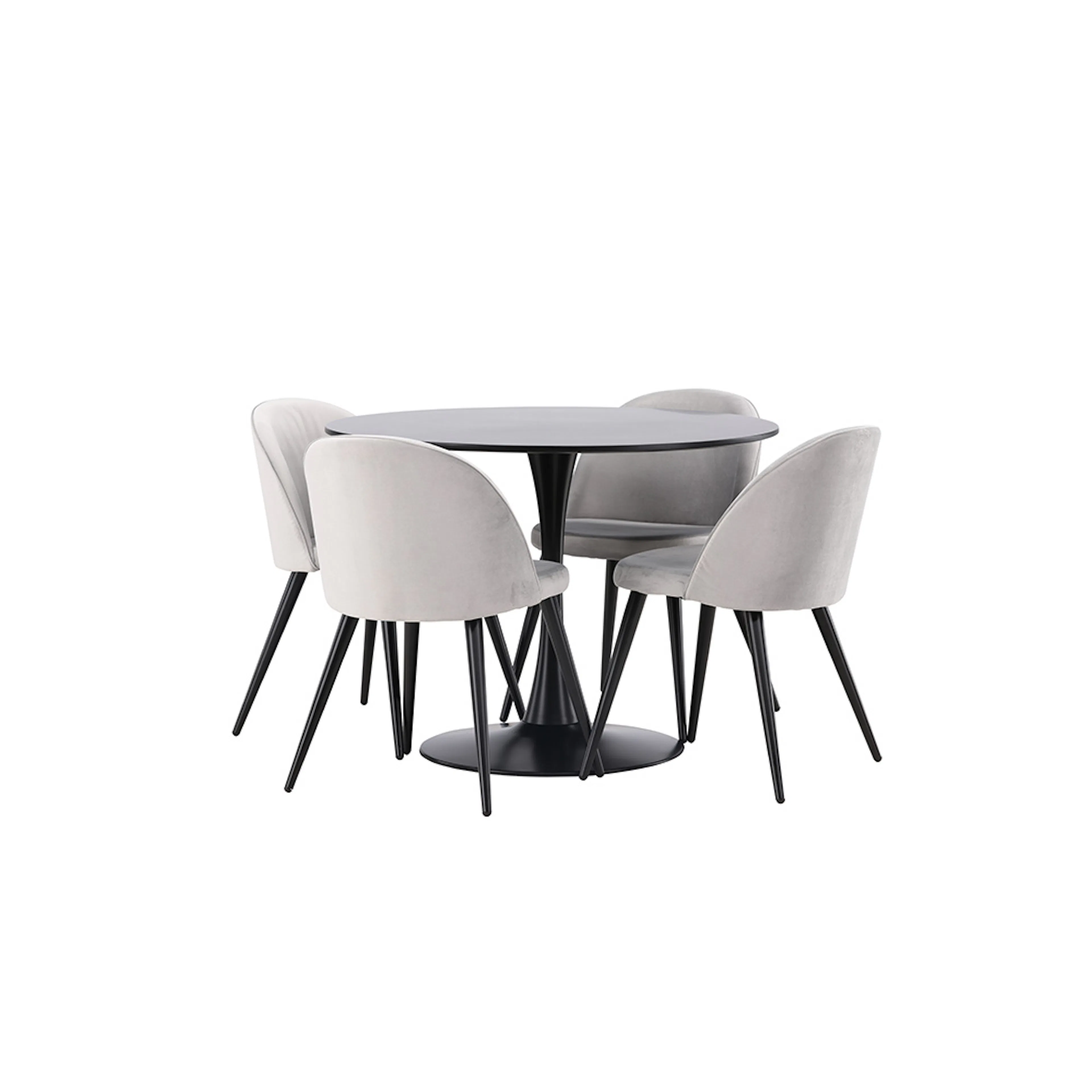 Glade Dining Table - Black / Black MDF +Velvet Dining Chair Svart/Grå