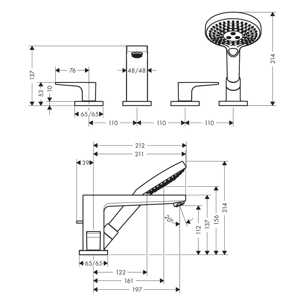 Sargblandare Hansgrohe Metropol 4-håls