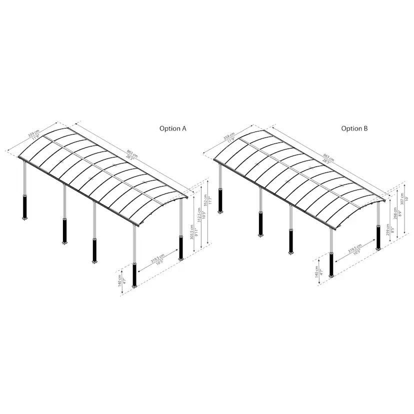 Carport Canopia by Palram Alpine I Metall För Husbil 3,6x8,5 m