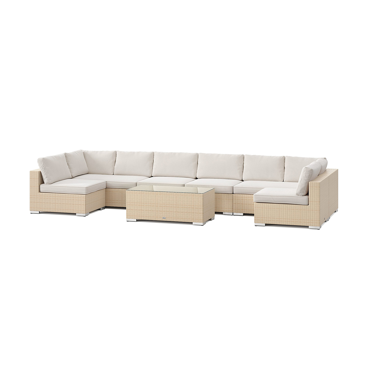 Bahamas U-soffa Öppet avslut 8 sits - bord utan hylla Beige
