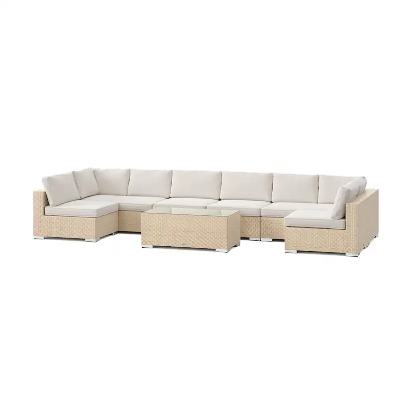 Bahamas U-soffa Öppet avslut 8 sits - bord utan hylla Beige