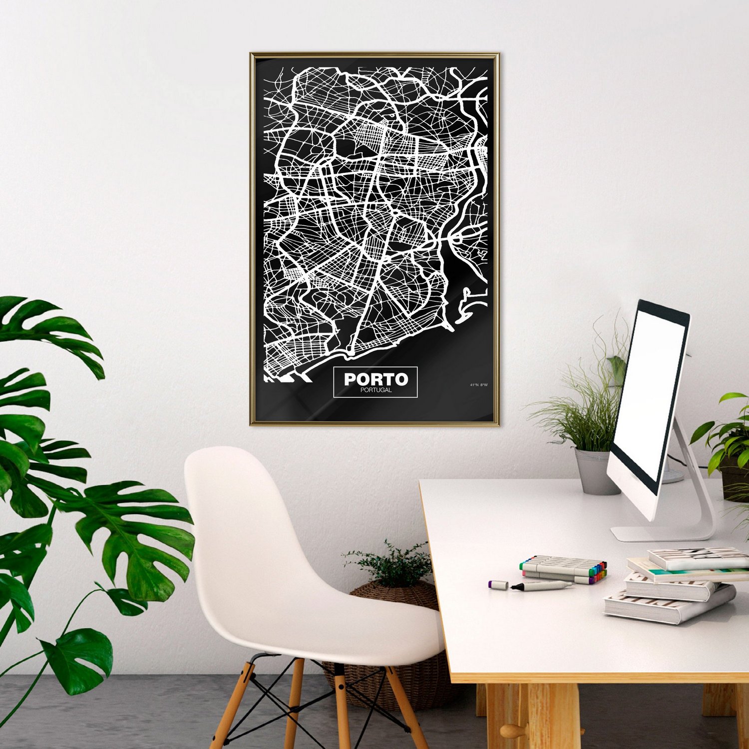 Poster Artgeist Affisch Negative Map Porto