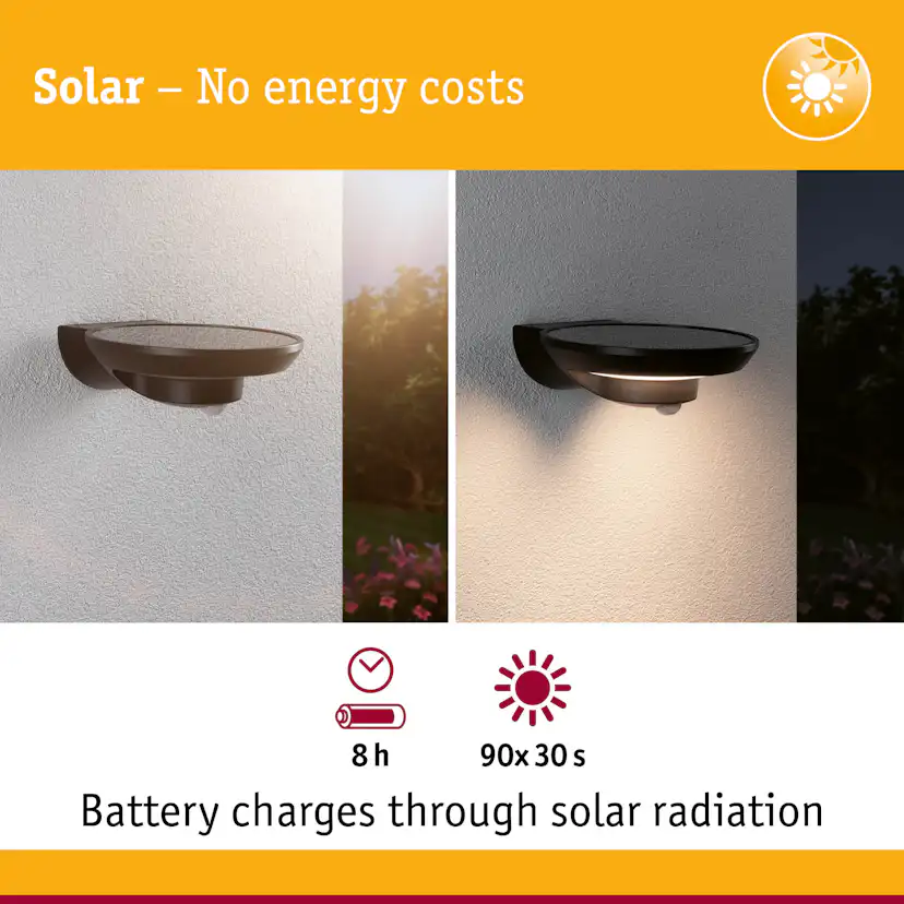 Fasadbelysning Solcell Paulmann Bordola LED med Skymningsstyrd rörelsedetektor IP44