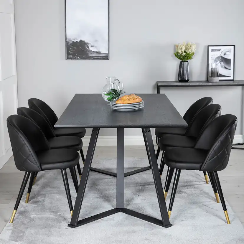 Matgrupp Venture Home Madde med 6 Valentina Stolar Konstläder