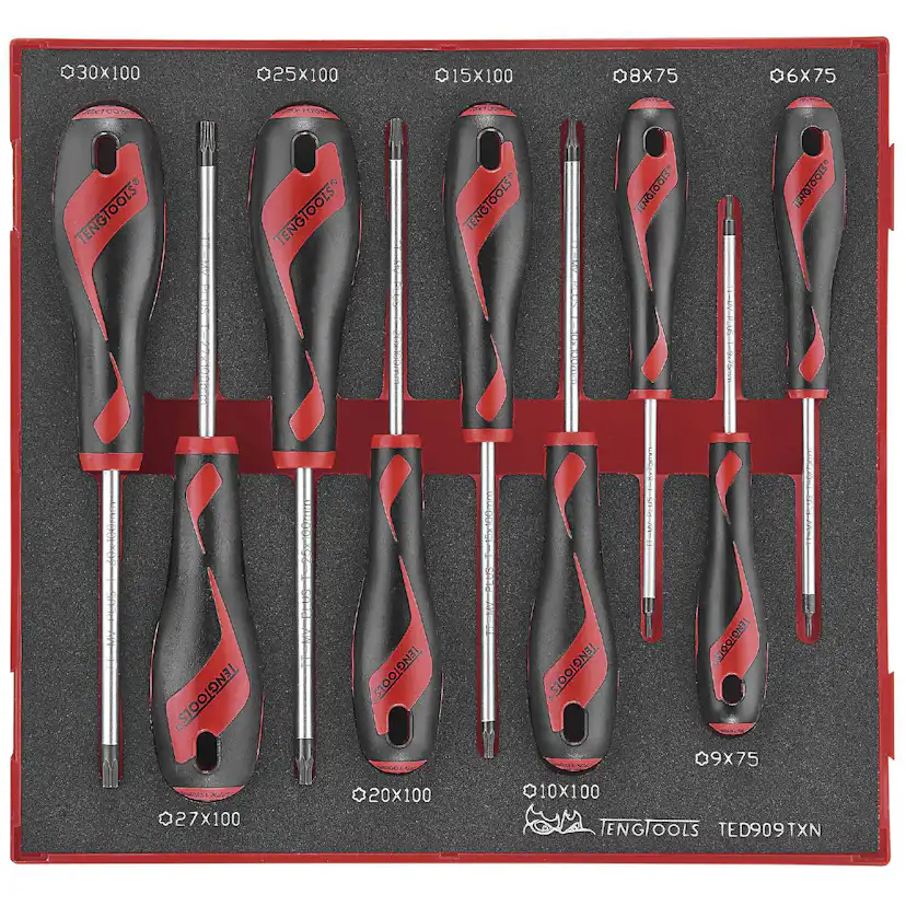 Skruvmejselsats för TX-spår 9 delar Teng Tools TED909TXN