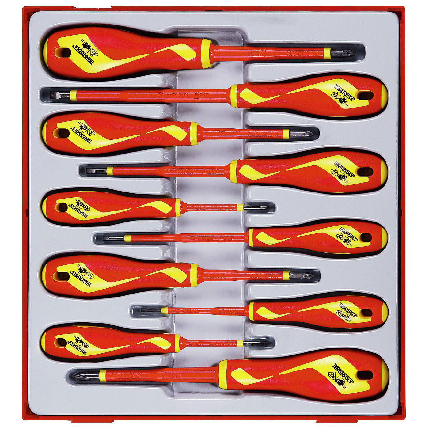 Skruvmejselsats 10 delar för 1000 volt Teng Tools TTDV910N