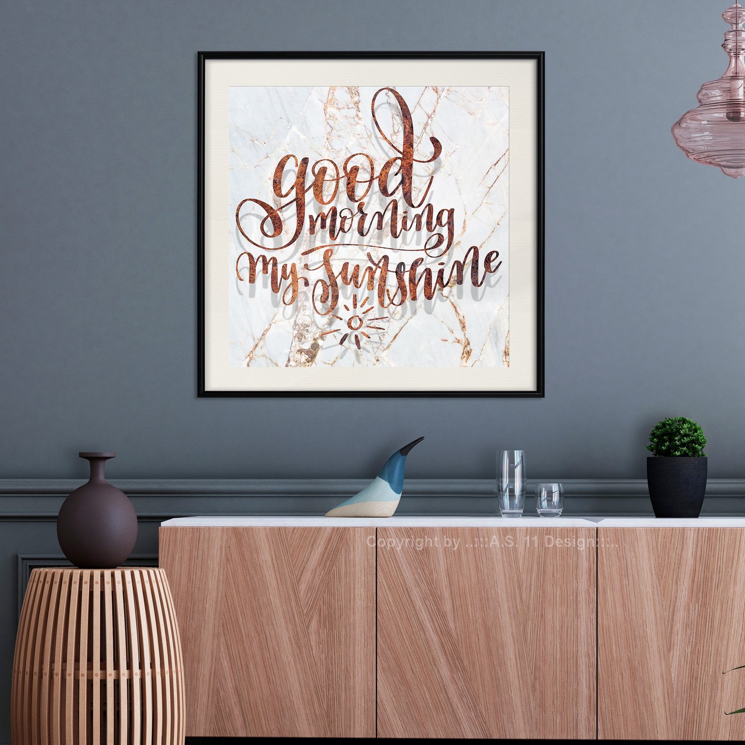Affisch - Good Morning My Sunshine (Square) [Poster] 30x30 Svart ram med passepartout, 30x30 cm