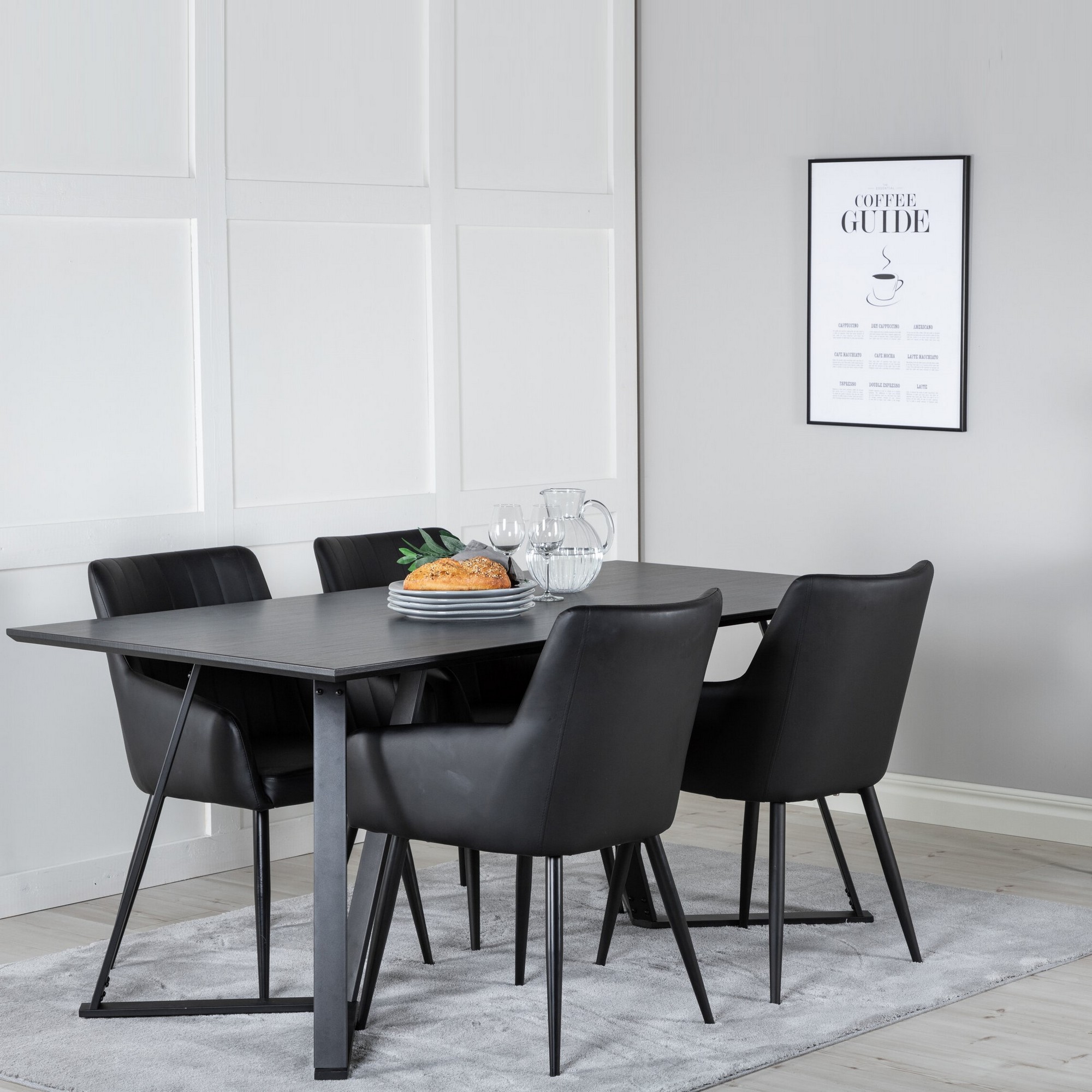 Marina Dining Table - Black top / Black Legs +Comfort - Dini Svart/Svart