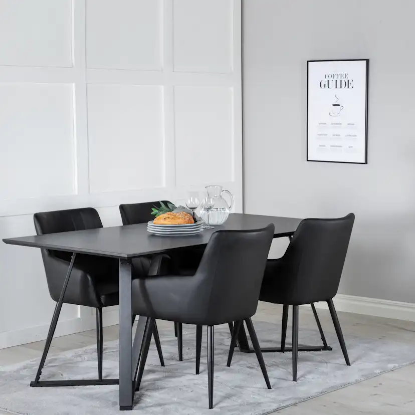 Marina Dining Table - Black top / Black Legs +Comfort - Dini Svart/Svart
