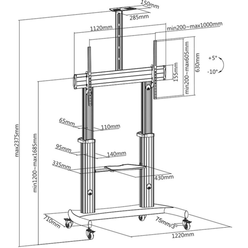 Golvstativ Mozi TTL07 Heavy Duty För 60-100 tum