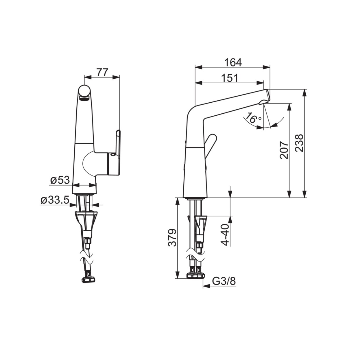 Tvättställsblandare Oras Inspera 3006F med Sidospak Krom 3006F, Krom