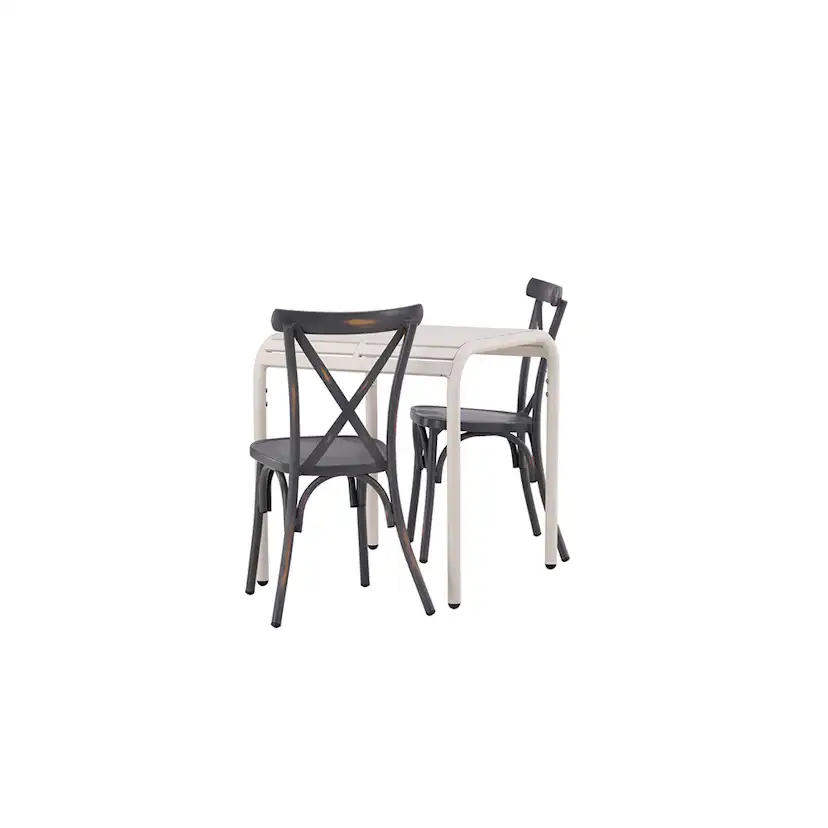 Borneo Cafetable Aluminium - Beige / Kvadrat 70*70* +Tablas Mörkgrå/Beige