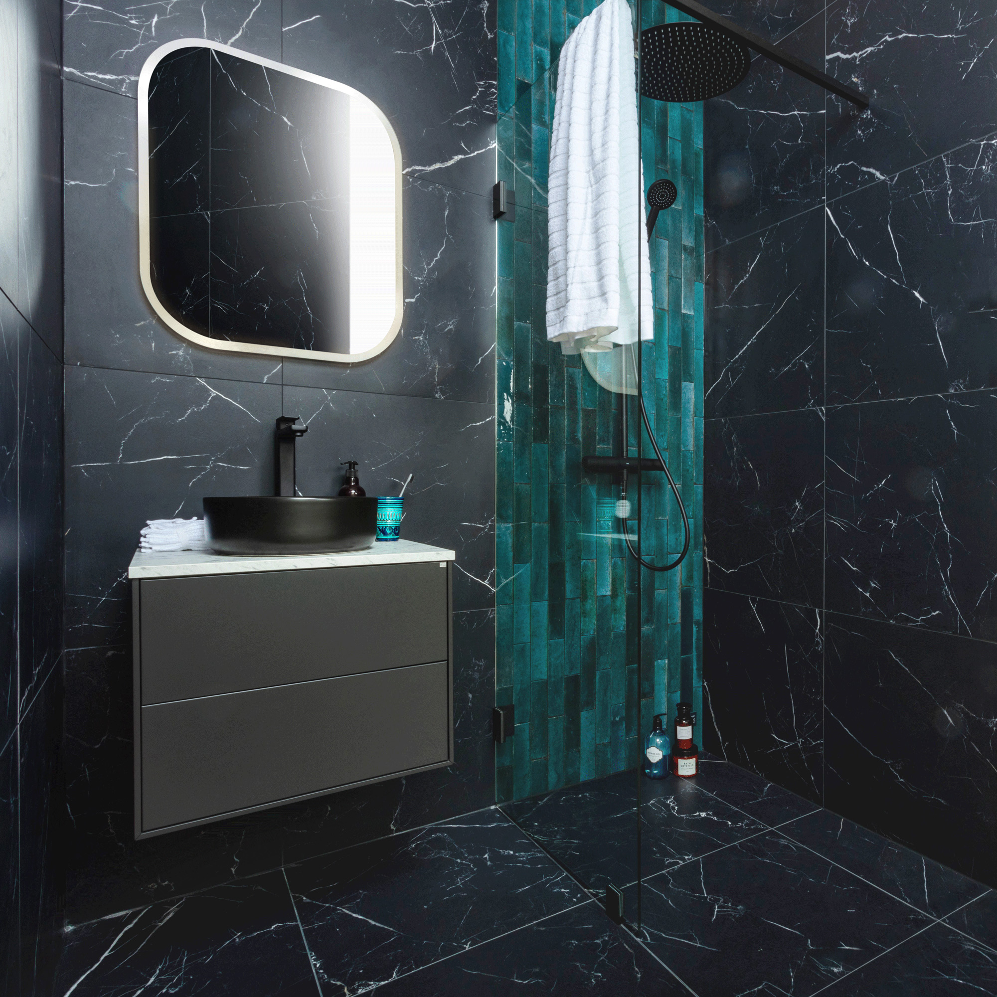 Klinker Fioranese Marmorea Port Laurent Effect Svart 60x60 cm R Matt