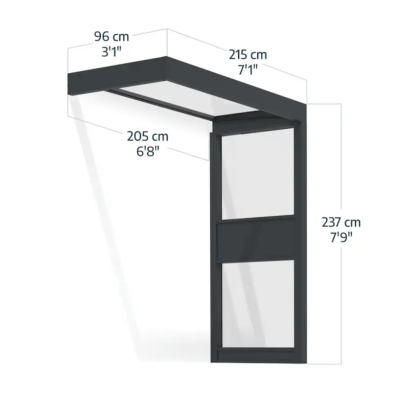 Entrétak Canopia by Palram Sophia Grå/Vit Med Sidovägg 0,9 X 2m