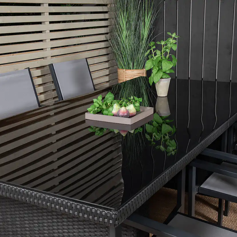 Padova bord 200*100Svart+Copacabana stolSvart Alu/GråTextil6 Svart/Grå