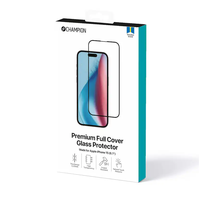 Skärmskydd Champion iPhone 15 Svart