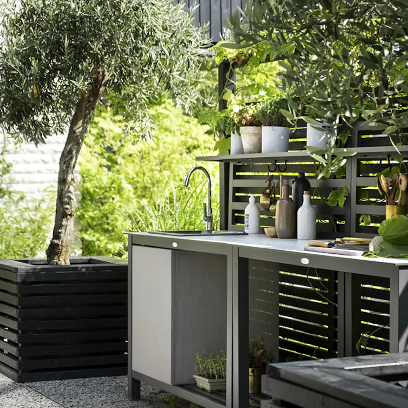 Utekök Hillerstorp Åminne Ljusgrå Bänkskiva inklusive Vask