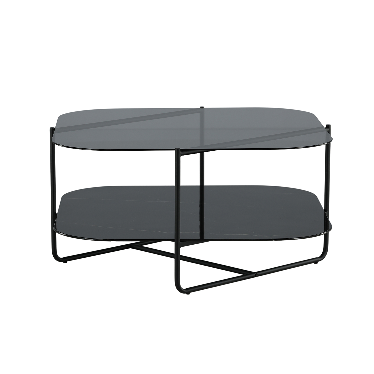 un-line Sofa Table - Black / Smoked Glass / black Glass Marb Svart/Svart