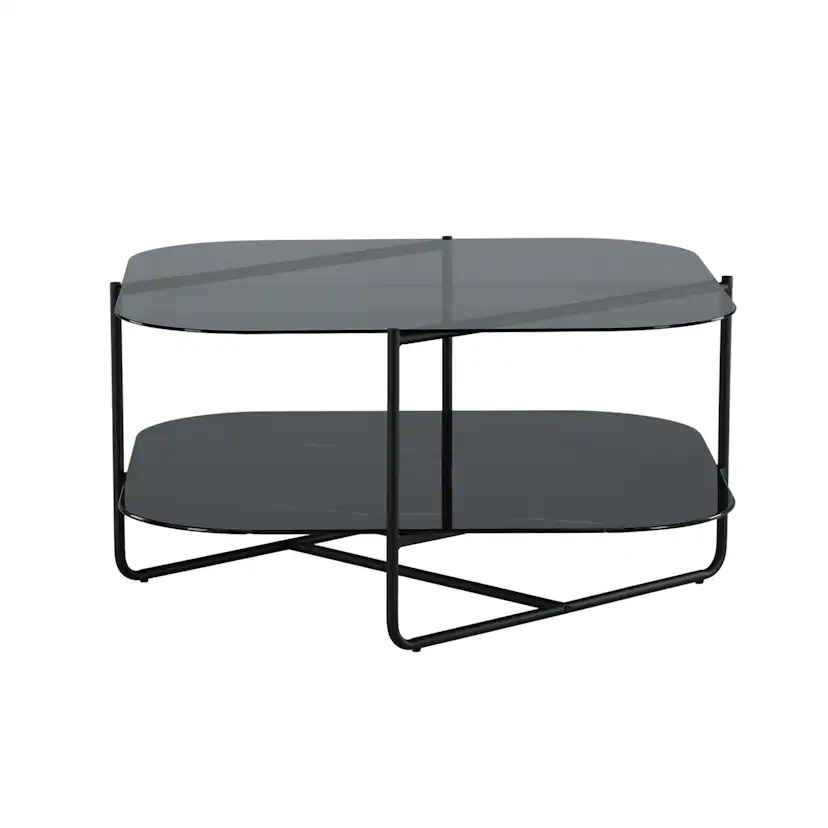 un-line Sofa Table - Black / Smoked Glass / black Glass Marb Svart/Svart