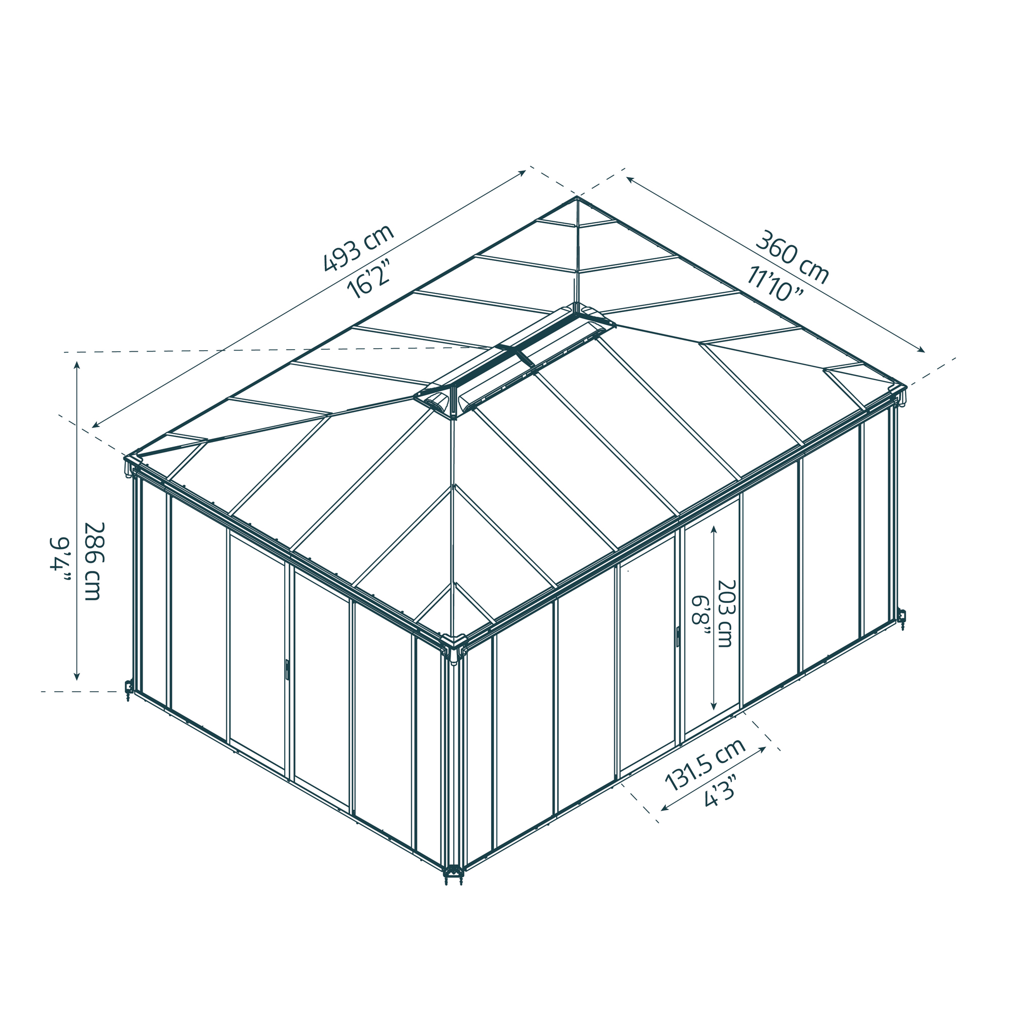 Växthus Canopia by Palram Ledro Aluminium Orangeri 18 m²
