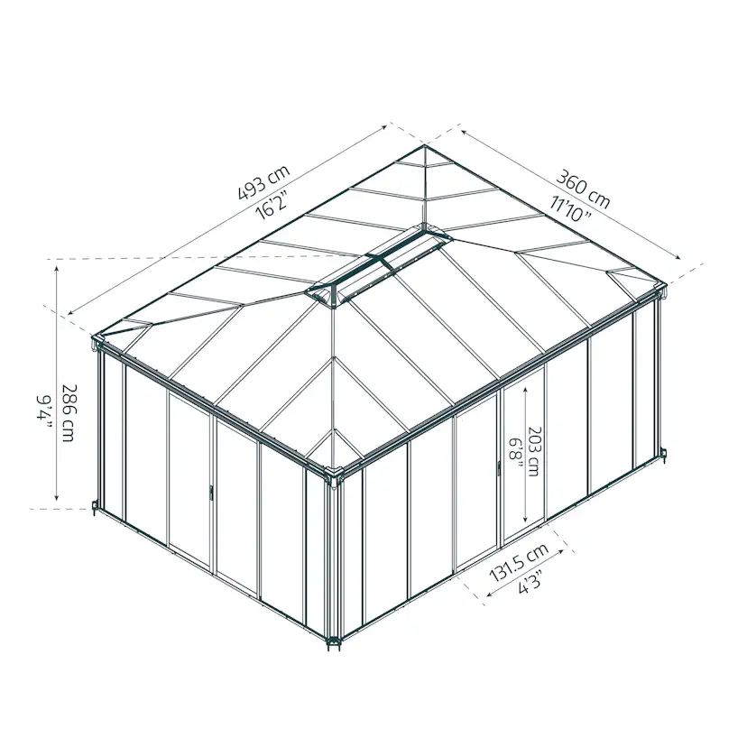 Växthus Canopia by Palram Ledro Aluminium Orangeri 18 m²