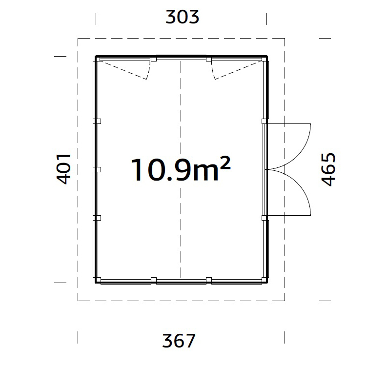 Isabella 10,9 m2 WTDIP Impregnerad transparent