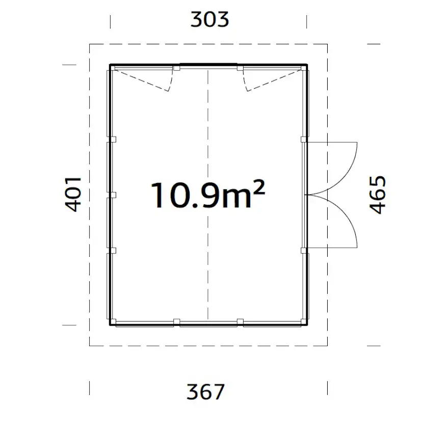 Isabella 10,9 m2 WTDIP Impregnerad transparent