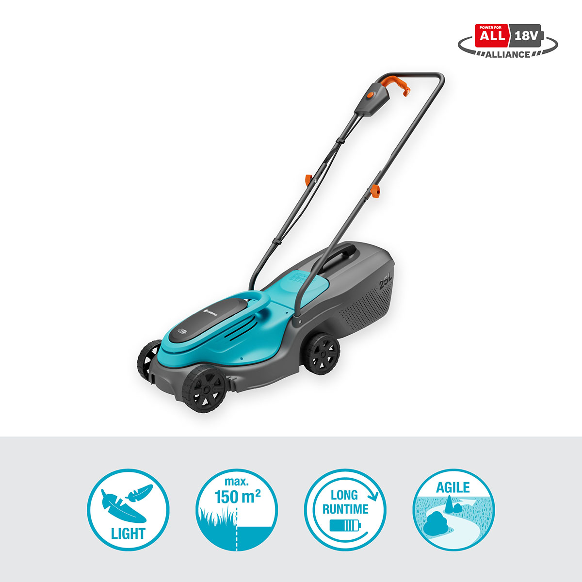Batterigräsklippare Gardena PowerMax 30/18V P4A med Batteri och Laddare