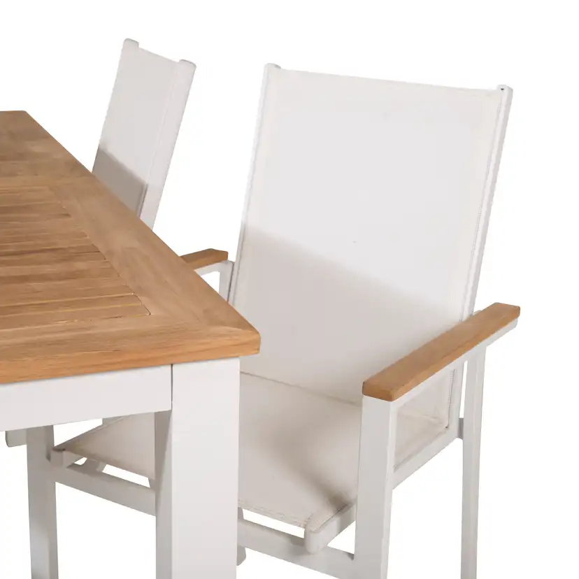Panama Dining Table 152/210*90 - White Alu / Teak+Texas Arm Blanka Ben