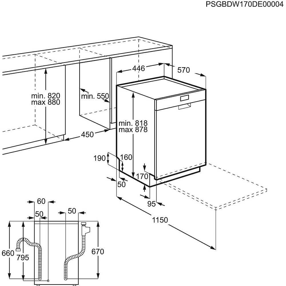 Integrerad Diskmaskin AEG FFB73507ZM 45 cm Rostfri