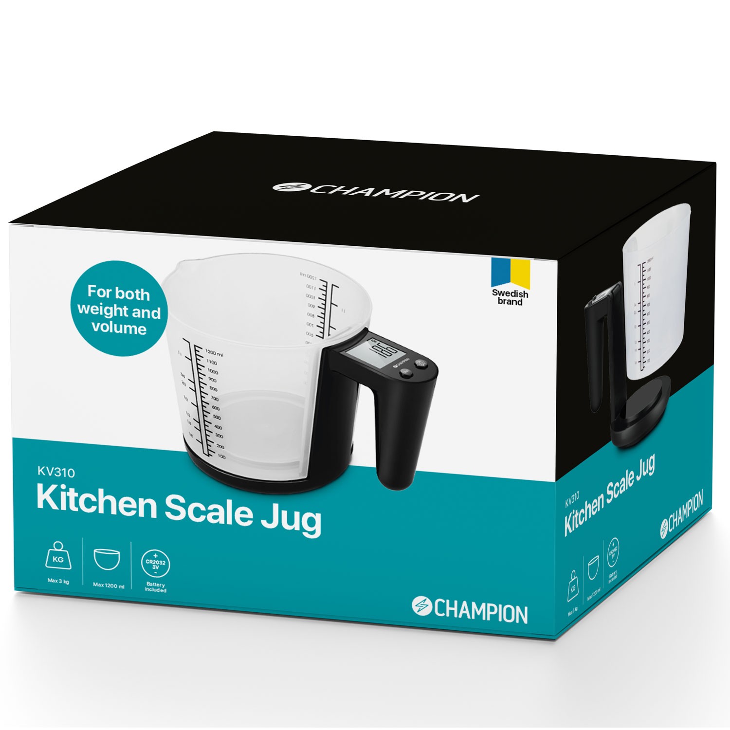 Köksvåg Champion Måttbägare 3kg 1200ml KV310 Svart