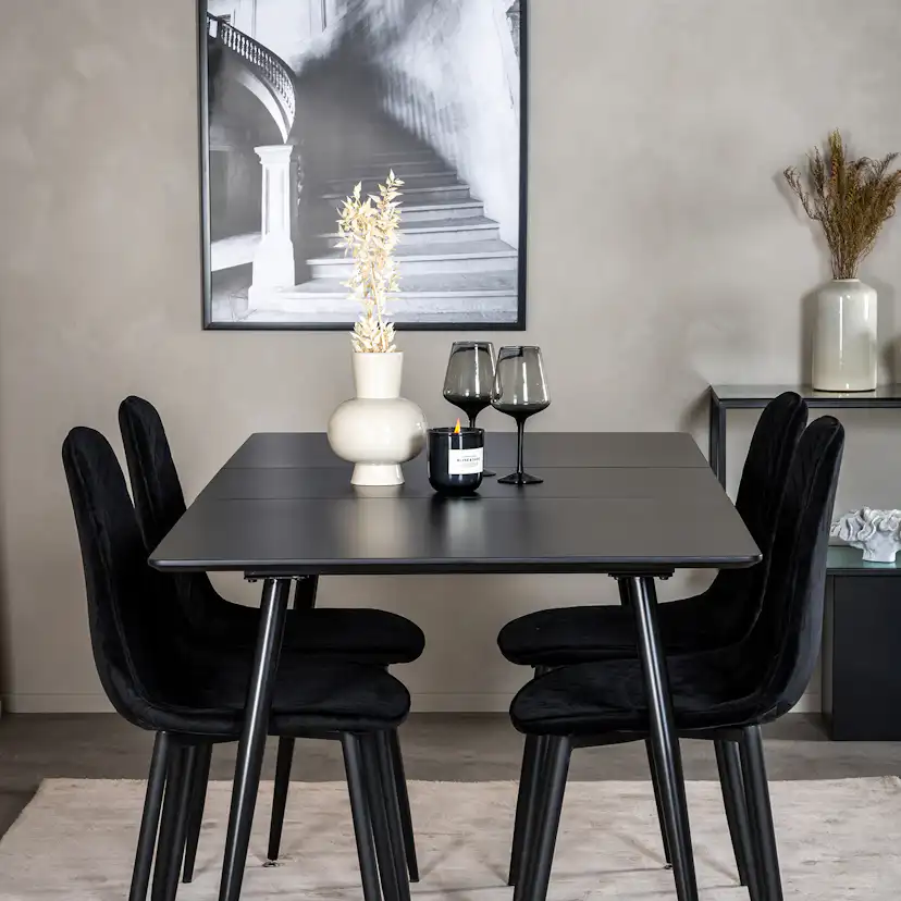 Matgrupp Venture Home Silvia med Iläggsskiva och 4 Phoi Stolar