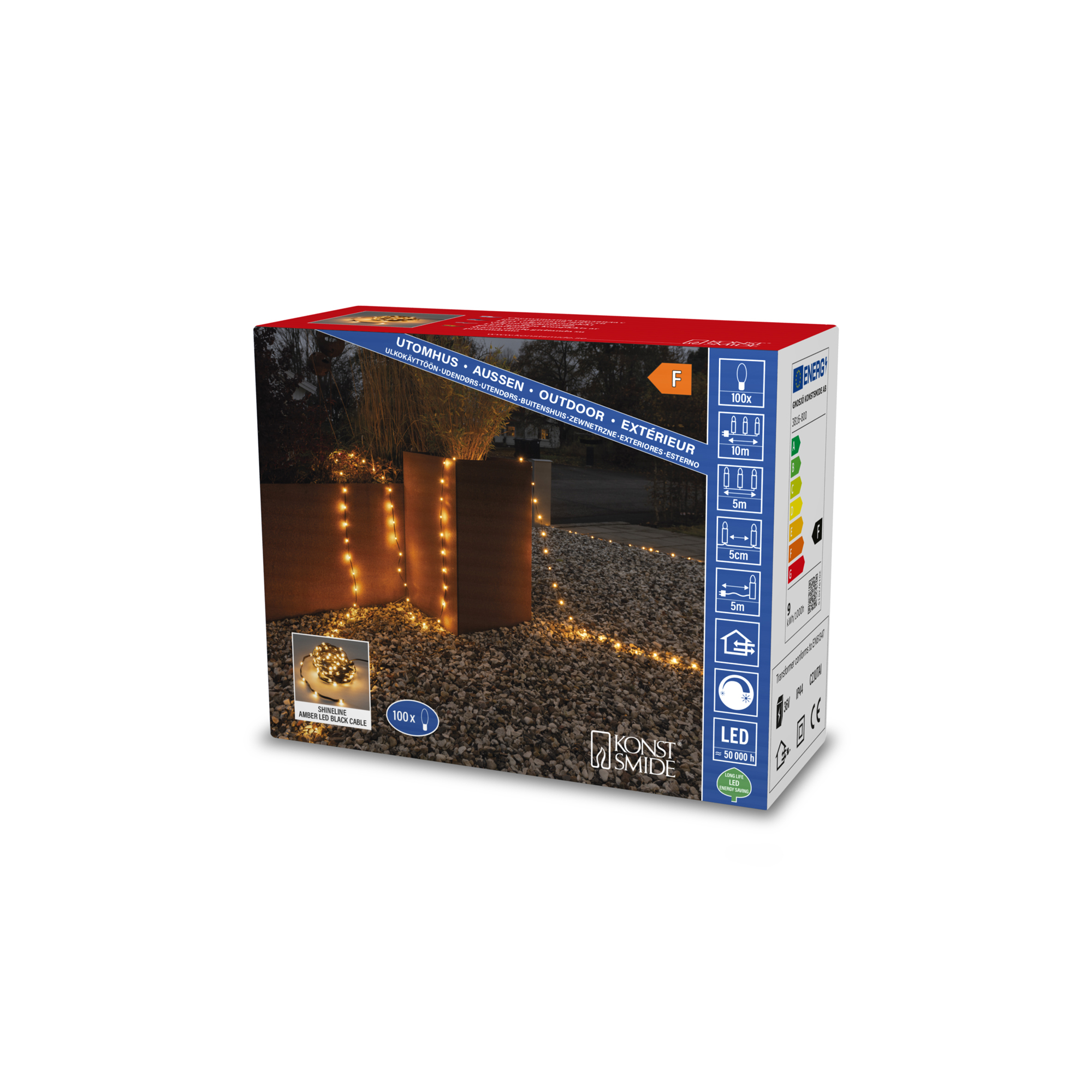 Ljusslinga Gnojsö Konstsmide ShineLine 100st LED-lampor Amber 5m Utomhus