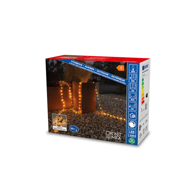 Ljusslinga Gnojsö Konstsmide ShineLine 100st LED-lampor Amber 5m Utomhus