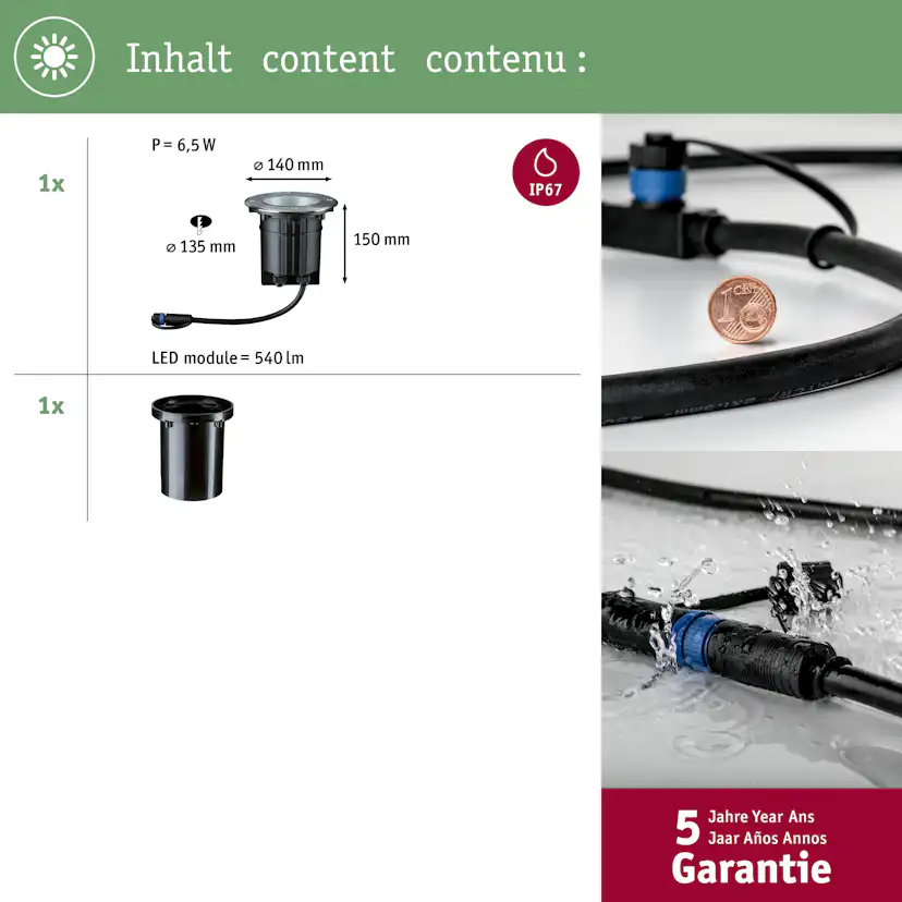 LED Infälld Markbelysning Paulmann Plug & Shine Floor Spot IP67 24V
