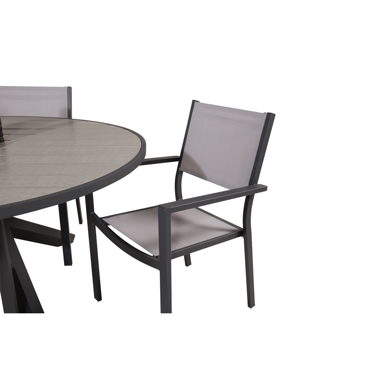 Parma - Table ø 140 - Svart Alu /Grey Aintwood+Copacabana Ar Svart/Grå