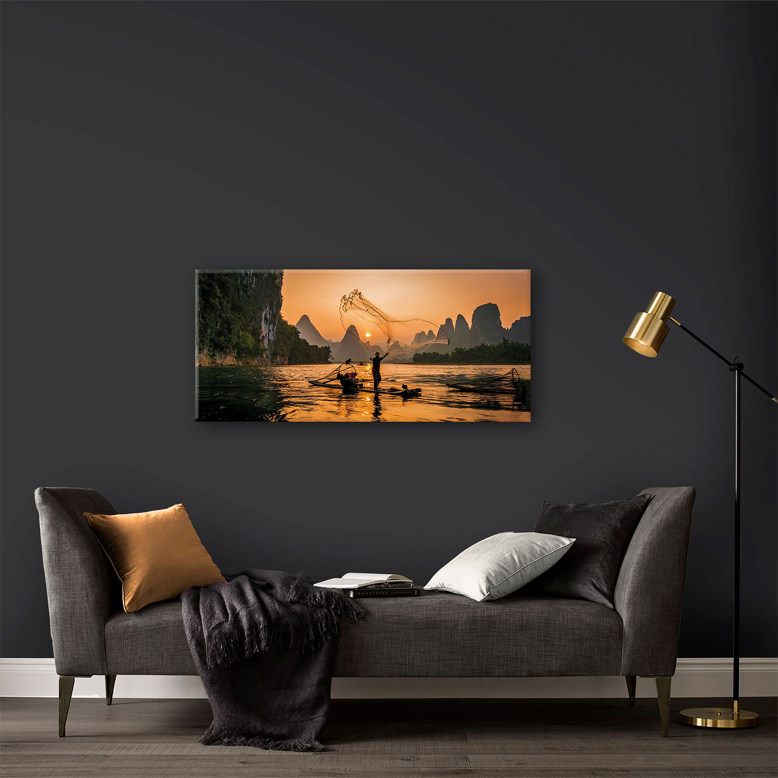 Tavla Art for the Home Asian Fisherman 40x100