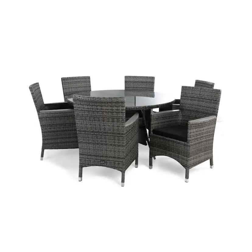 Matgrupp Comfort Garden Thor Matgrupp Utomhus Ø140 med 6 Fåtölj Lyx m Armstöd m Dyna