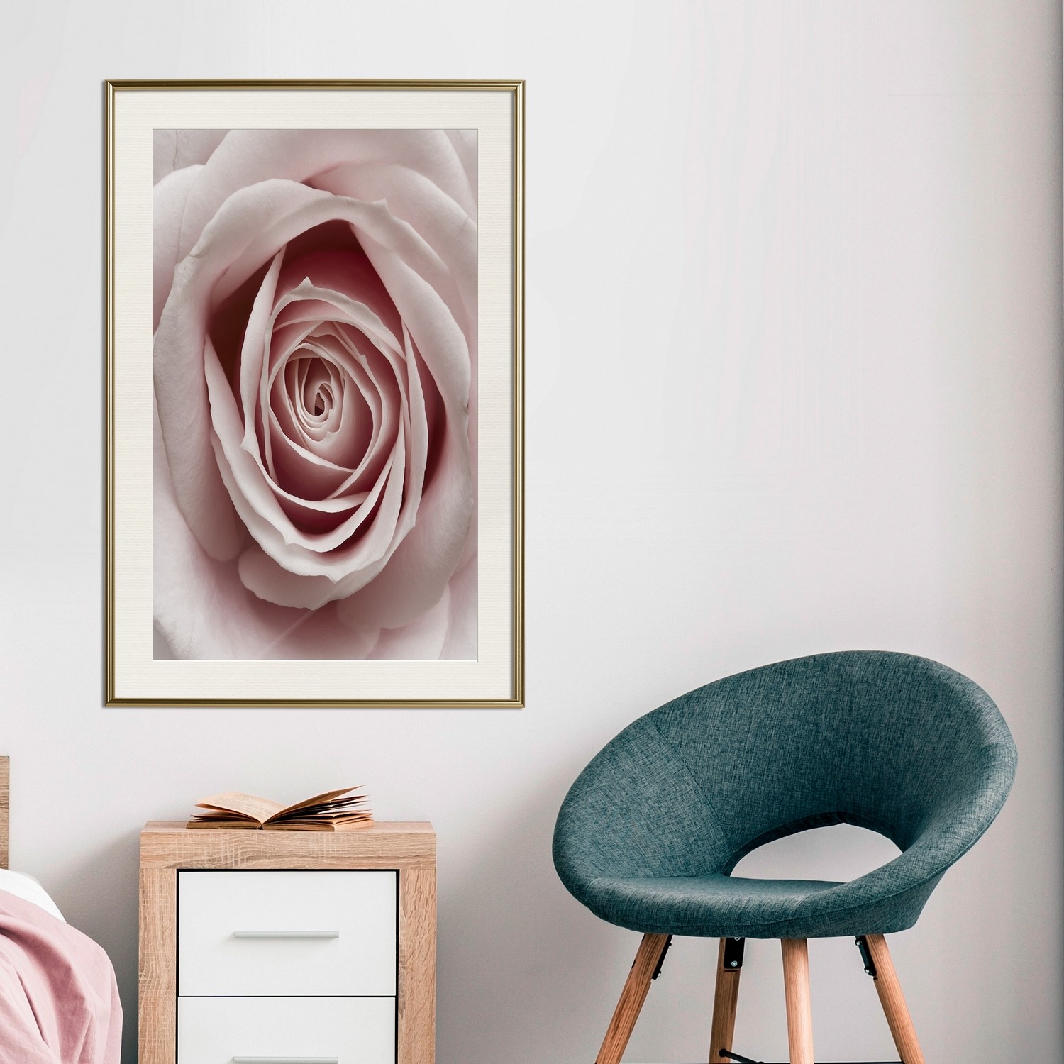 Affisch - Pastel Rose [Poster] 20x30 Guld ram med passepartout, 20x30 cm