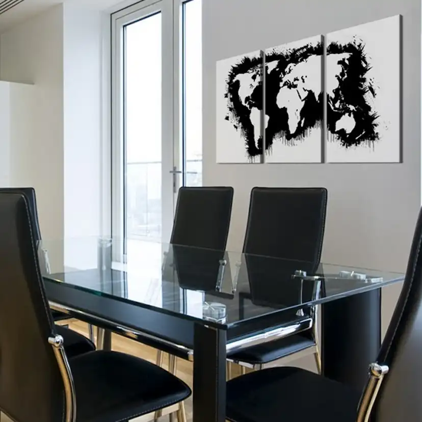 Tavla Arkiio Världskartan I Svart Vit