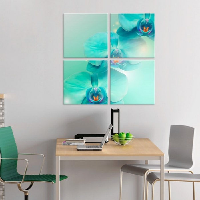 Tavla - Blå orkidéer 80x80 80x80 cm