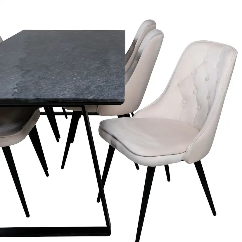 Matgrupp Venture Home Estelle med 6 Velvet Deluxe stolar