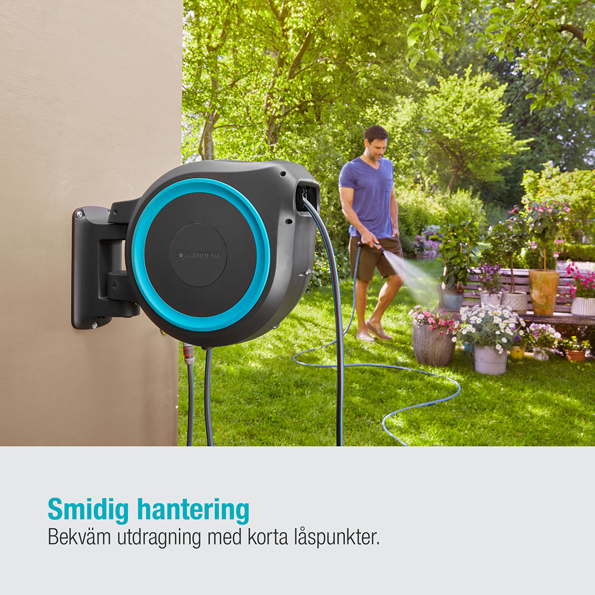 Slangbox Gardena RollUp M/L 25 m Turkos