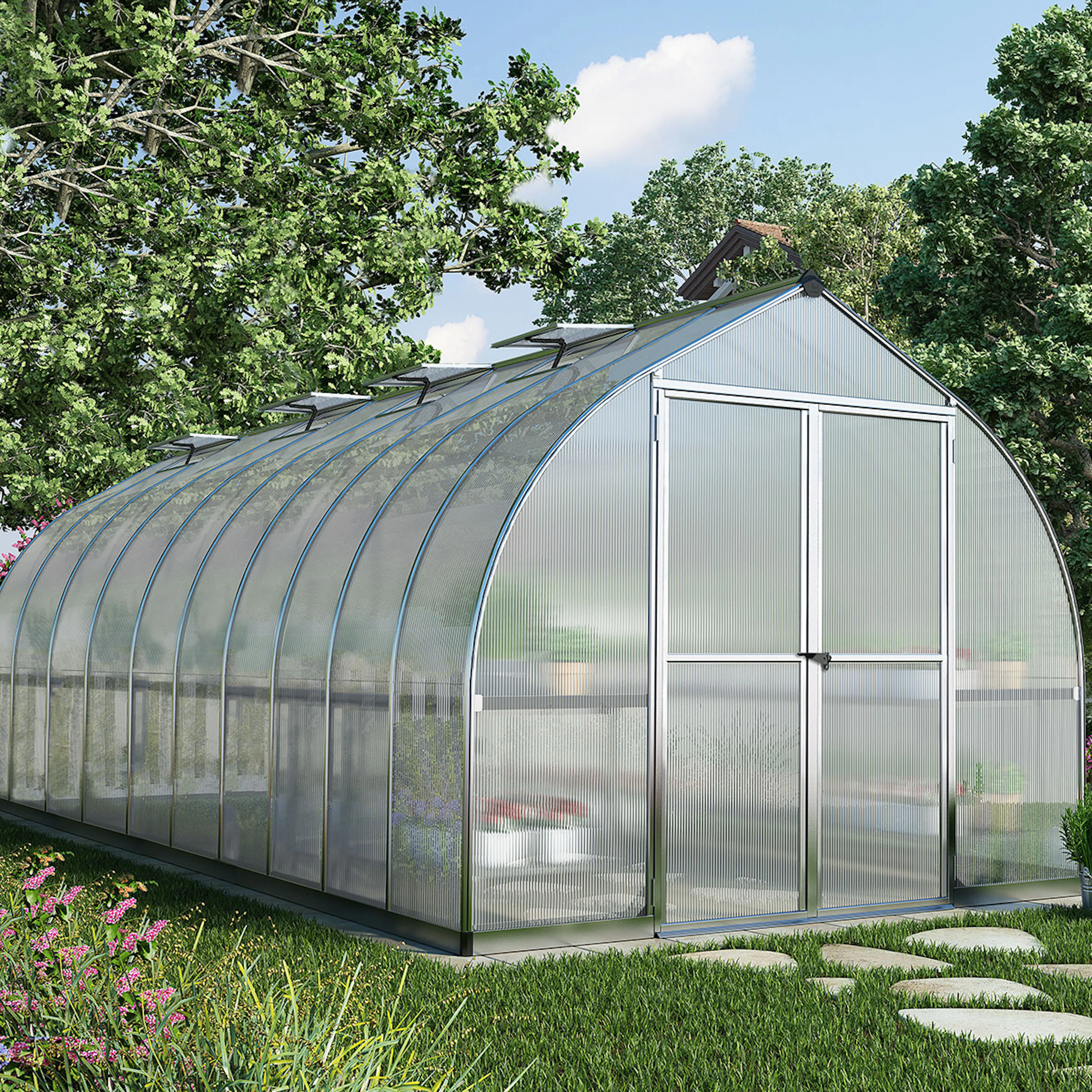 Växthus Canopia by Palram Bella Aluminiumram med UV-Skyddad Polykarbonat & Ventilationsfönster, 14,7 m²