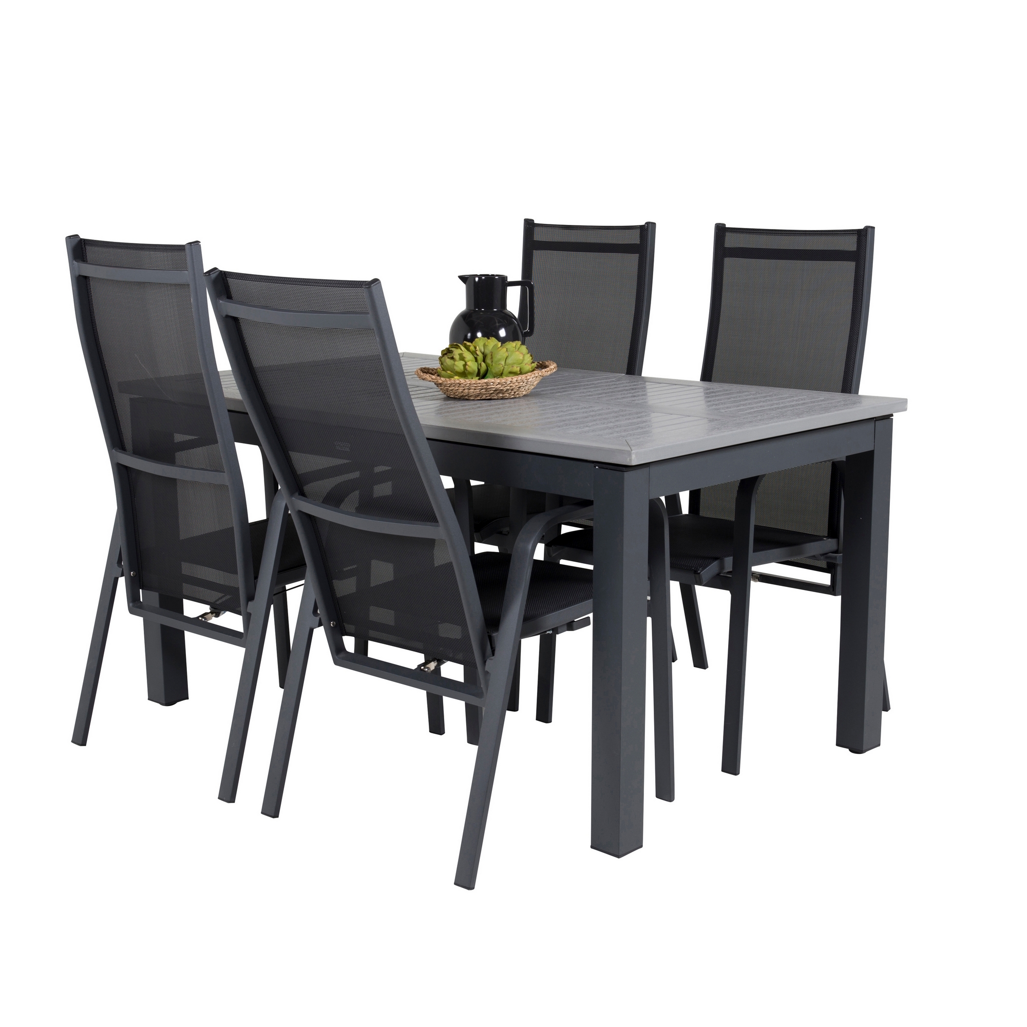 Albany Dining Table 160/240*100 - Svart Alu / Grey Aintwood+ Svart/Grå