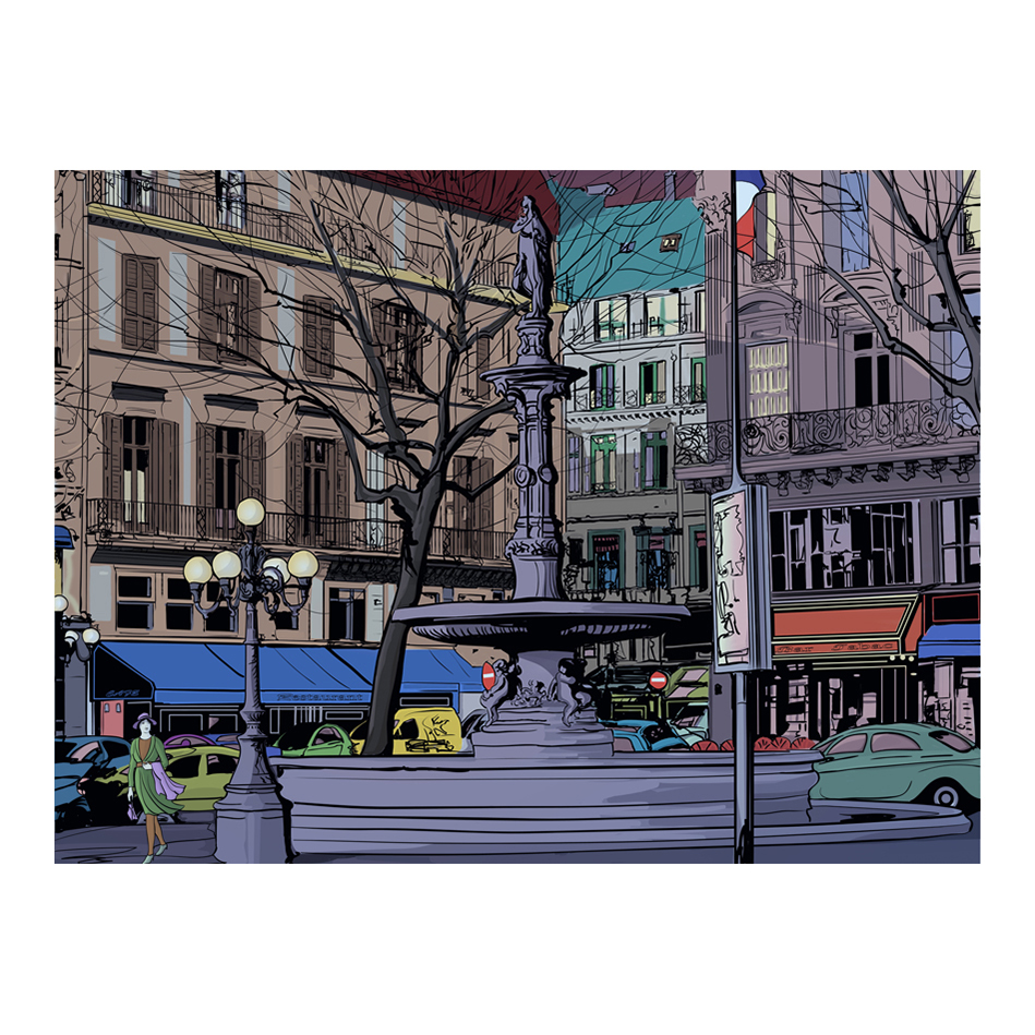 Fototapet Arkiio Skymning Över Den Parisiska Torget