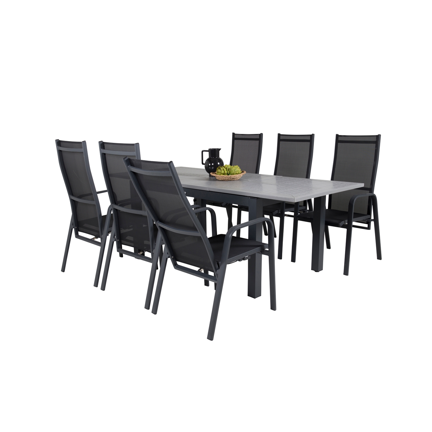 Albany Dining Table 160/240*100 - Svart Alu / Grey Aintwood+ Svart/Grå